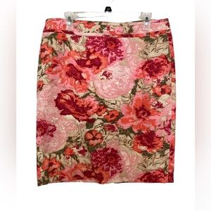 Talbots Watercolor Pink Floral Pencil Skirt Size 12